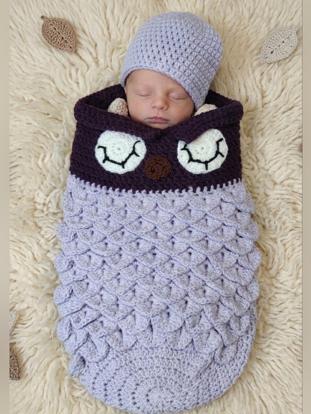 Handmade Baby Crochet Owl Cocoon